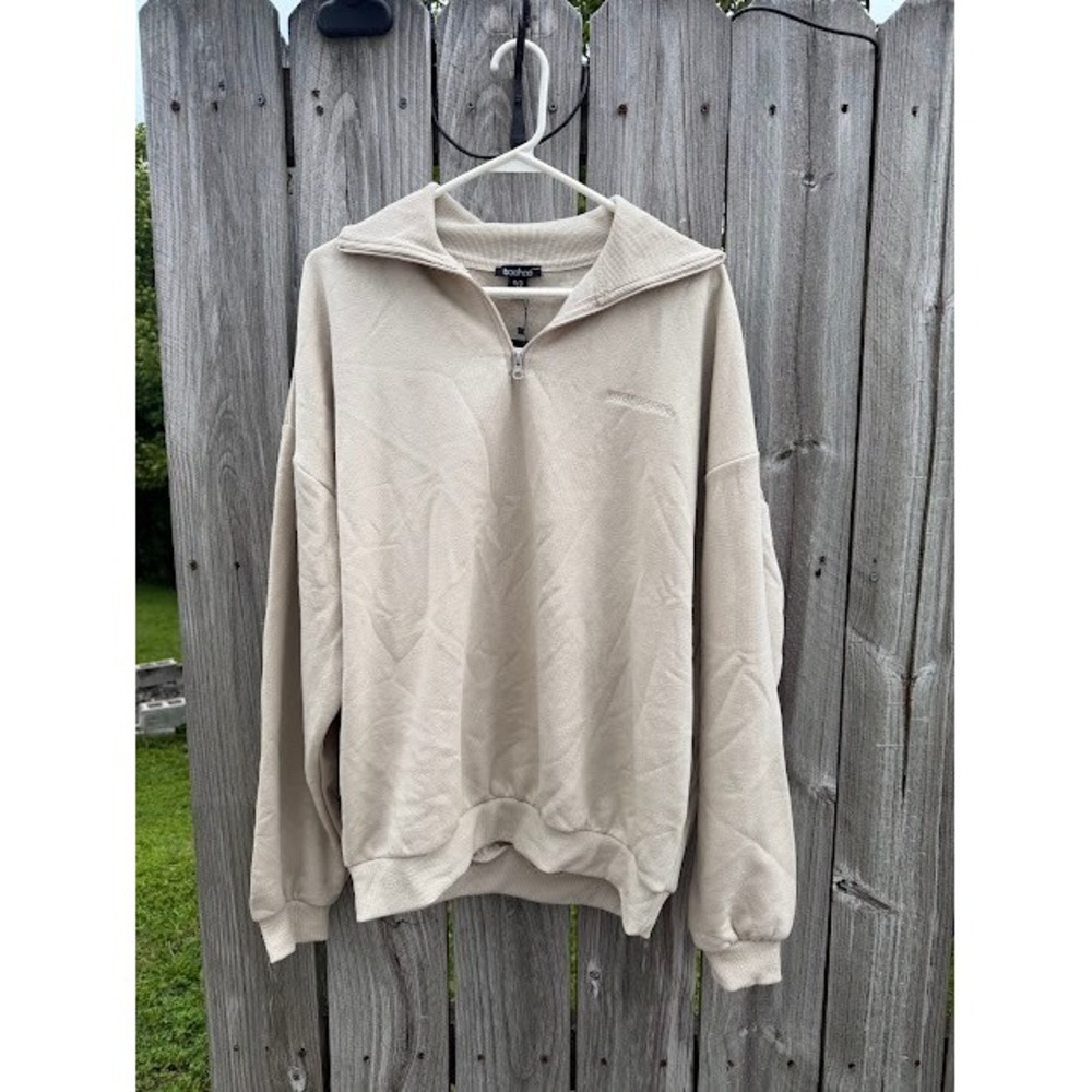 Athleisure Minimalist Boohoo Sweatshirt 10 Beige DSCN Quarter Zip Pullover